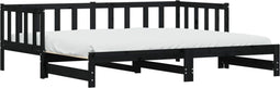vidaXL - Slaapbank - met - onderschuifbed - 90x190 - cm - massief - grenenhout - zwart