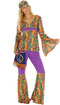 Dressforfun - Vrouwenkostuum Hippie - Retro Kostuum met Brede Mouwen & Slagbroek - Kleurrijk