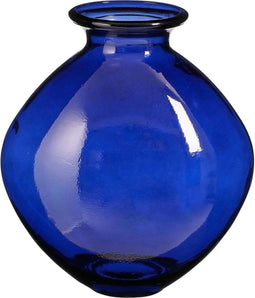 Mica Decorations Vaas Qin - 35x35x37 cm - Gerecycled Glas - Donkerblauw