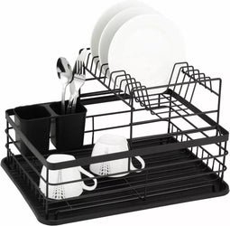 Kinghoff 1716 - Luxe Afdruiprek met bestekkorf en lekbak - Droogrek - Afdruiprek - 43 x 29 x 27 cm