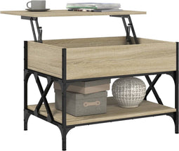 vidaXL - Salontafel - 70x50x50 - cm - bewerkt - hout - en - metaal - sonoma - eikenkleur