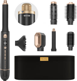 BLANC SQUARE Airstyler - Multistyler Pro - 8-in-1 Föhnborstel en Krulborstel - Inclusief Diffuser en Opbergcase - Zwart/goud