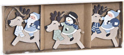 Kerst Decoratie Set DKD Home Decor Rendier Hout MDF (21 x 8 x 1,5 cm) (8 cm)