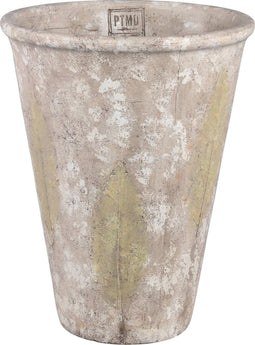 PTMD Jaine crème cement pot blad rond maat in cm: 39 x 39 x 50 - zilver