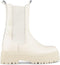 PS Poelman Kimmy - Dames Leren Chunky Chelsea Enkellaarzen - Beige Crème Wit - Maat 36