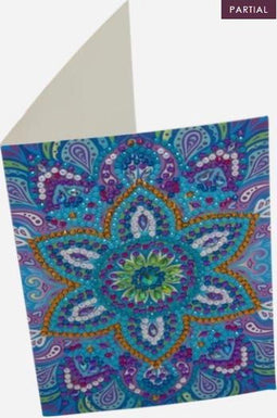 Diamondpainting Crystal Art Kaart Blauwe Mandala 10x15cm