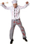 Dressforfun Griezelige kok 140 - Kostuum Halloween - Koksjas met schort en muts - Zwart-wit