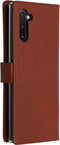 Selencia Hoesje Geschikt voor Samsung Galaxy Note 10 Hoesje Met Pasjeshouder - Selencia Echt Lederen Bookcase - Lichtbruin