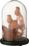 J-Line decoratie Stolp 3 Vogels + Pluimen - glas - roze/bordeaux