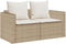 vidaXL - 5-delige - Tuinbankstel - met - kussens - stapelbaar - beige - poly - rattan