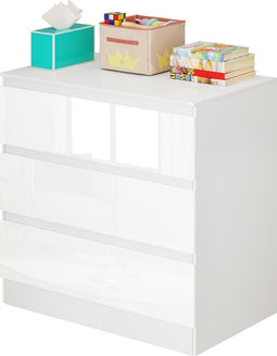 Woltu Kommode - 3 Laden - Hoogglans Wit - 80 x 78 x 48 cm