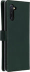 Selencia Hoesje Geschikt voor Samsung Galaxy Note 10 Hoesje Met Pasjeshouder - Selencia Echt Lederen Bookcase - Groen