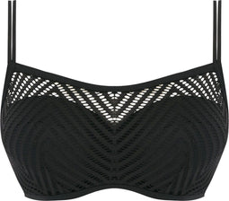 Urban Bralette - Bikini top - Geometrische chevron-overlay - Zwart - Maat 80H