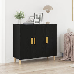vidaXL - Sideboard - Zwart - Eiken - 90x34x80 - cm - Houtbewerkt