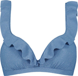 Beachlife Infinity - Bikinitop - Voorgevormde cups met beugel en ruffles - Blauw