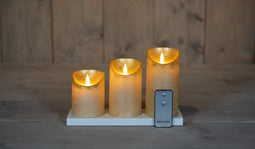 Anna's Collection - 3ST OPLAADBARE KAARS WAX GOUD RUSTIEK BEWEGENDE...