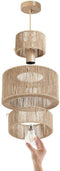 tectake® Plafondlamp Allegra - Hanglamp Boho stijl - Ø32 x 33 cm - Jute lampenkap - 40W - Woonkamer slaapkamer eetkamer