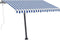 vidaXL - Luifel - handmatig - uittrekbaar - met - LED - 350x250 - cm - blauw - en - wit