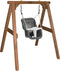 AXI Baby Schommel in Bruin met Zitje in Grijs/Wit - FSC hout - Babyschommel voor kindjes van 9-36 maanden - Met 4 grondankers