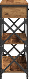 vidaXL - Console - Tafel - Oud - Hout - 75x28x75 - cm - Engineered - Hout - en - Staal