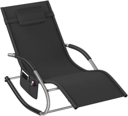 tectake® Ligstoel Taya - Ergonomisch Ligbed - Schommelfunctie - Zwart