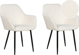 ALDEN II - Eetkamerstoel set van 2 - Wit - Bouclé