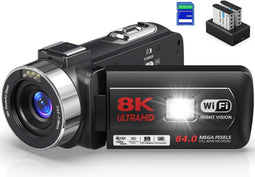 Camcorder - Videokamera IR Nachtsicht WiFi Vlogging Kamera - Full HD 1080P 3,0" HD Touchscreen