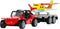 Buggy met sportvliegtuig speelgoedset metaal/plastic rood/geel met aanhanger rubber banden inklapbare vliegtuigvleugels