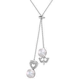 Yolora Elegance - Ketting met Hanger - Kalpa Camaka Parel en Kristallen - Zilverkleurig - 18K Wit Verguld