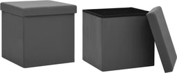 vidaXL - Opbergkrukken - inklapbaar - 2 - st - PVC - grijs