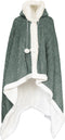 Linnick Flanel Fleece Deken + Hoodie met Capuchon Croco - olive green - 140x200cm - 130x180cm - Plaid