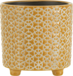 J-Line bloempot Bloem - keramiek - oker - medium - Ø 14 cm