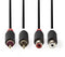 Nedis CABW24205AT20 - RCA Kabel - 200cm - Grijs