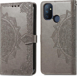 iMoshion Hoesje Geschikt voor OnePlus Nord N100 Hoesje Met Pasjeshouder - iMoshion Mandala Bookcase - Grijs