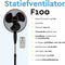 BRASQ F100 - Statiefventilator - 40 cm - Met Afstandsbediening - Timer - Slaapmodus - Zwart