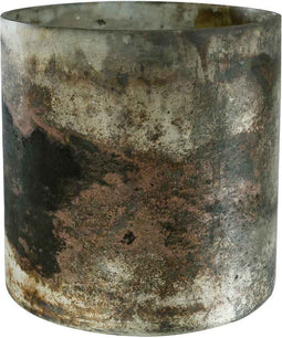 PTMD Honey windlicht - H15 x Ø 15 cm - Glas - Bruin gemeleerd