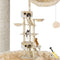tectake® Kattenkrabpaal XXL - Plafondhoog 243-260cm - Verstelbare Krabpaal met Trap Huisjes Buis Ligmandjes en Sisalzuilen - Beige/Wit