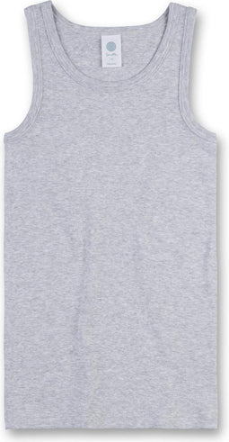 Sanetta Jongens T-shirt - Mouwloos - 100% organisch katoen - Grijsmelée (maat 140)