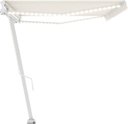 vidaXL - Luifel - handmatig - uittrekbaar - met - LED - 500x350 - cm - crèmekleurig