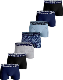 Björn Borg Cotton Stretch - Boxershort - Set van 7 - Maat 110-116 - Blauw/Zwart/Grijs (7 stuks)