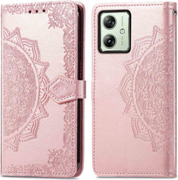 iMoshion Hoesje Geschikt voor Motorola Moto G54 Hoesje Met Pasjeshouder - iMoshion Mandala Bookcase - rosé goud