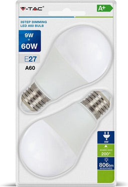 Dimbare E27 Standaard LED Lamp -Extra Warm Wit (2700K) -9 Watt, vervangt 60W Halogeen -V-Tac