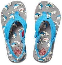 Reef Little Ahi - Slippers - Gewatteerde banden - Lichtblauw - Grijs - Wit - Rood - Maat 21/22