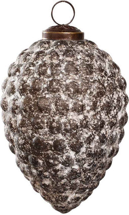 PTMD Danila Kerstbal Dennenappel Antiek - H12 x Ø12 cm - Glas - Grijs