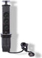 Perel Pop-upstekkerdoos - 3 stopcontacten type E - montagegat 71 mm - zwart/grijs
