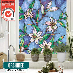 Homewell Raamfolie HR++ - Isolerend en Zonwerend - Anti inkijk - Orchidee 45x300 cm