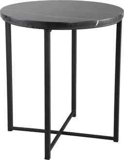 PTMD Emine Ronde Bijzettafel - H46,5 x Ø42 cm - Marmer - Zwart