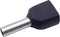 TRU COMPONENTS T1906C155 Dubbele adereindhulzen 1.50 mm² Deels geïsoleerd Zwart 100 stuk(s)