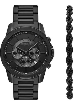 Armani Exchange Heren Horloge geschenkset - Zwart