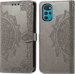 iMoshion Hoesje Geschikt voor Motorola Moto G22 Hoesje Met Pasjeshouder - iMoshion Mandala Bookcase - Grijs